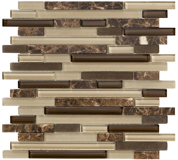 Marazzi Crystal Stone II Random Linear 12" x 12"-Stone & Glass Mosaic-Marazzi-Espresso-12" x 12"-State Tile