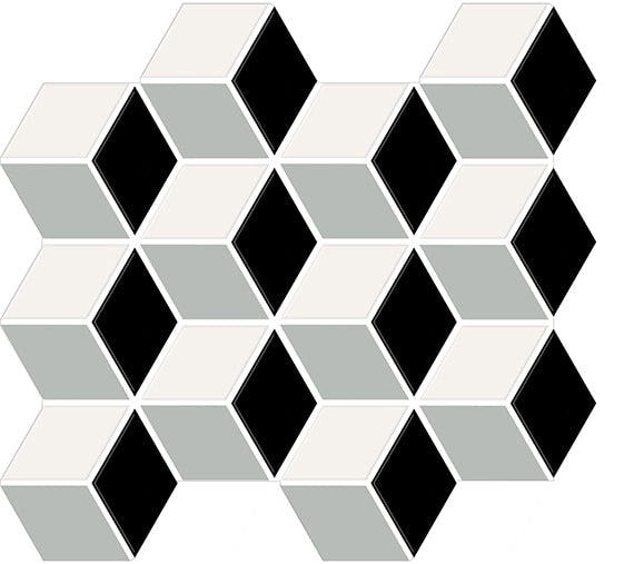 American Olean Color Story Mosaic Cube 2 x 3 12" x 13"-Ceramic Mosaic-American Olean-White | Black | Balance | Matte-12" x 13"-State Tile