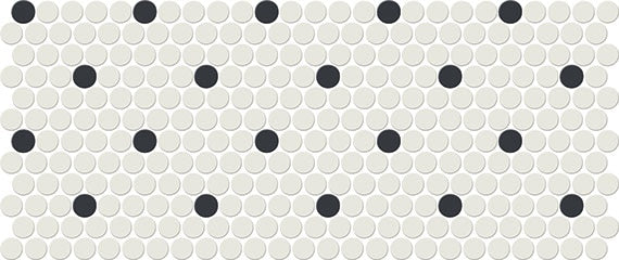 Daltile Keystones Penny Round 1 x 1 11" x 22"-Porcelain Mosaic-Daltile-Arctic White | Black Retro Dot-11" x 22"-State Tile