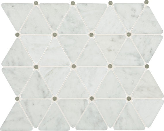Daltile Marble Traingle 12" x 12"-Marble Mosaic-Daltile-Carrara White Polished-12" x 12"-State Tile