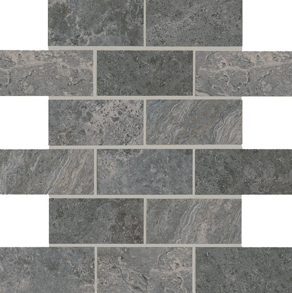 American Olean Laurel Heights 2 x 4 12" x 12"-Porcelain Mosaic-American Olean-Charcoal Crest-12" x 12"-State Tile