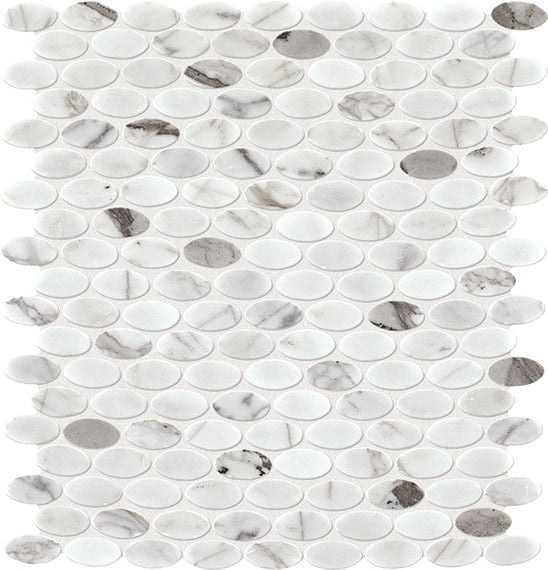 Daltile Marble Oval 12" x 12"-Marble Mosaic-Daltile-Venetian Calacatta Polished-12" x 12"-State Tile