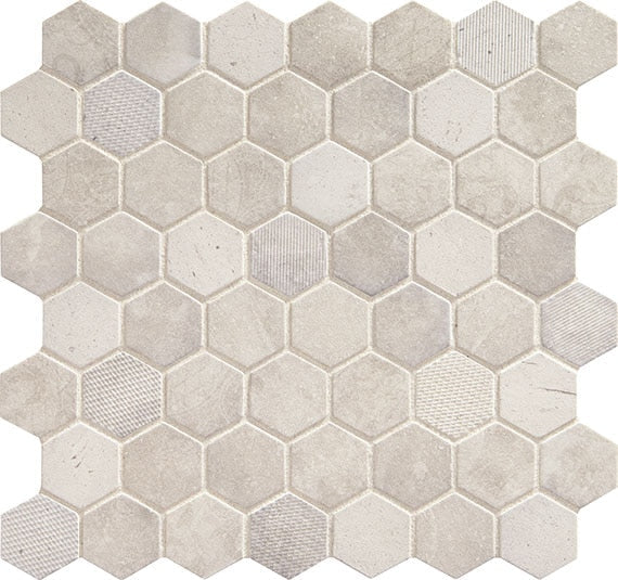 Daltile Vintage Hex 11" x 12"-Glass Mosaic-Daltile-Wisdom White-11" x 12"-State Tile