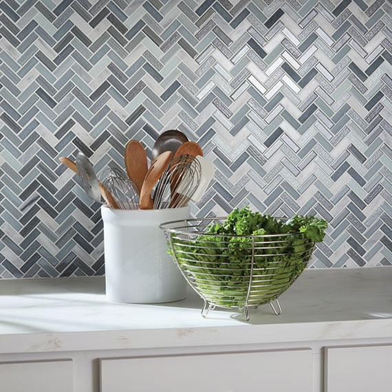 American Olean Serentina Herringbone 12" x 12"-Glass & Stone Mosaic-American Olean-State Tile