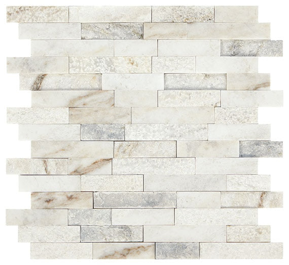 Marazzi Predella Random Linear Mosaic 11.88" x 12.13"-Marble Mosaic-Marazzi-Lumen White-11.88" x 12.13"-State Tile